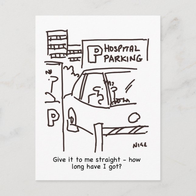 Hospital Parking Cartoon Postcard (Front)