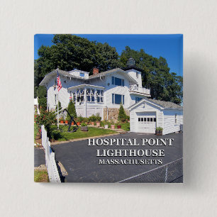 Hospital Point Lighthouse, Massachusetts 15 Cm Square Badge
