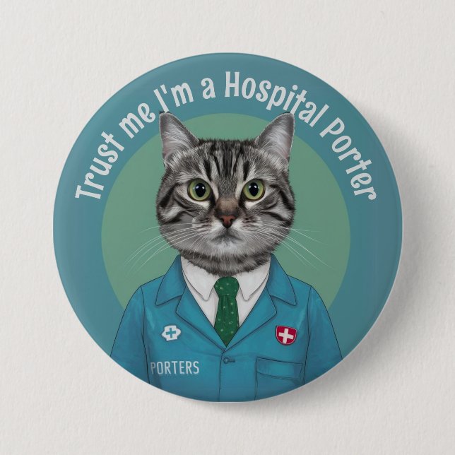 Hospital Porter, medical profession, health assist 7.5 Cm Round Badge (Front)
