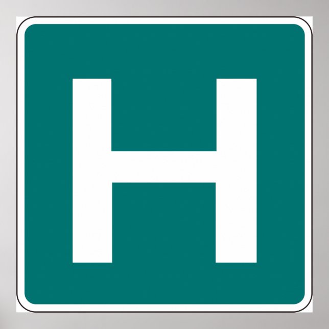 Hospital Road Sign Emergency Medical Facility  (Front)