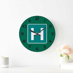 Hospital Road Sign Emergency Medical Facility  Large Clock