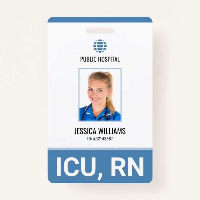 Hospital Staff Registered Nurse ID ID Badge (Front)