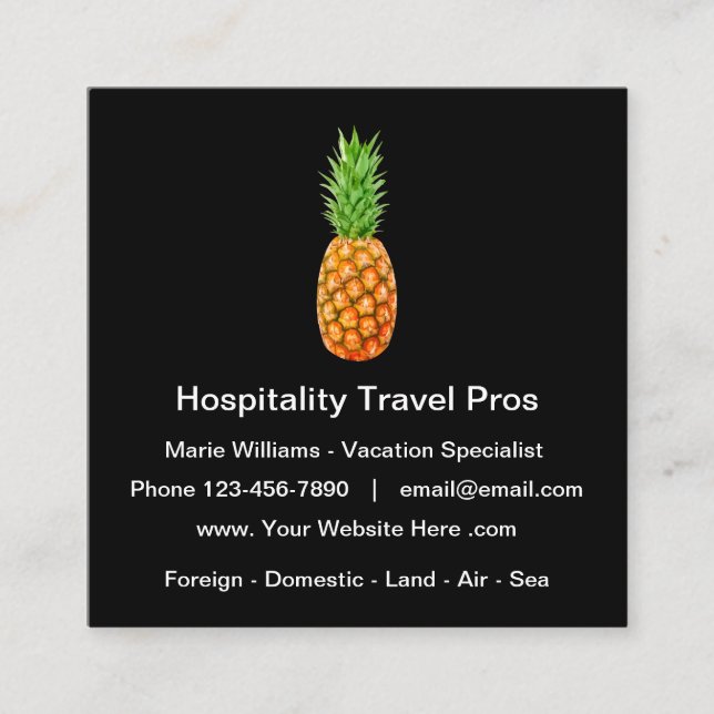Hospitality And Travel Specialist Square Business Card (Front)