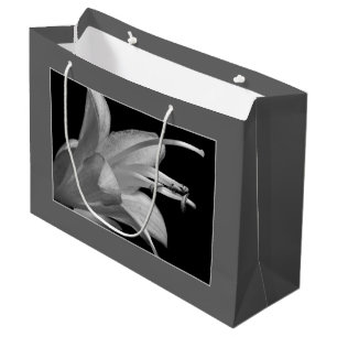 Hosta Flower Black & White Elegant Classic Floral Large Gift Bag