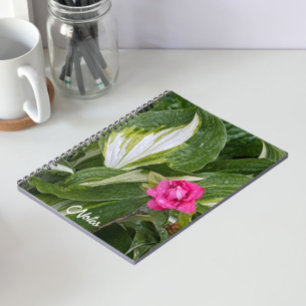 Hosta Plant and Pink Azalea Floral Notebook
