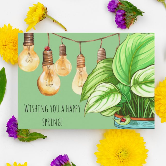 Hosta Plants and Ladybugs Invitation Postcard (Personalize this Happy Spring postcard with plants and ladybugs.  Add your message and enjoy! )