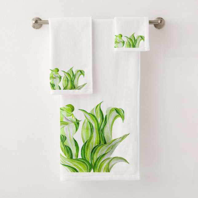 'Hosta with the Mosta' on a Bathroom Towel Set (Insitu)