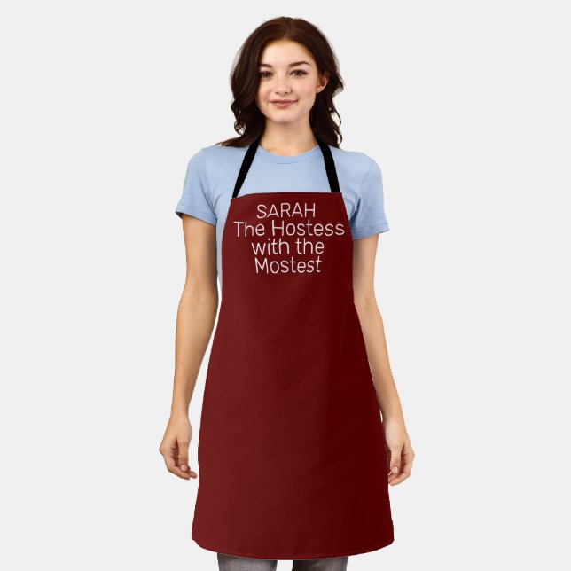 Hostess Burgundy Cute Bridal shower Party Weddings Apron (Worn)