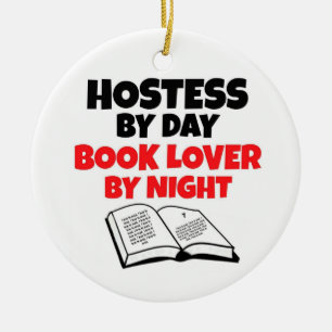 Hostess by Day Book Lover by Night Ceramic Tree Decoration