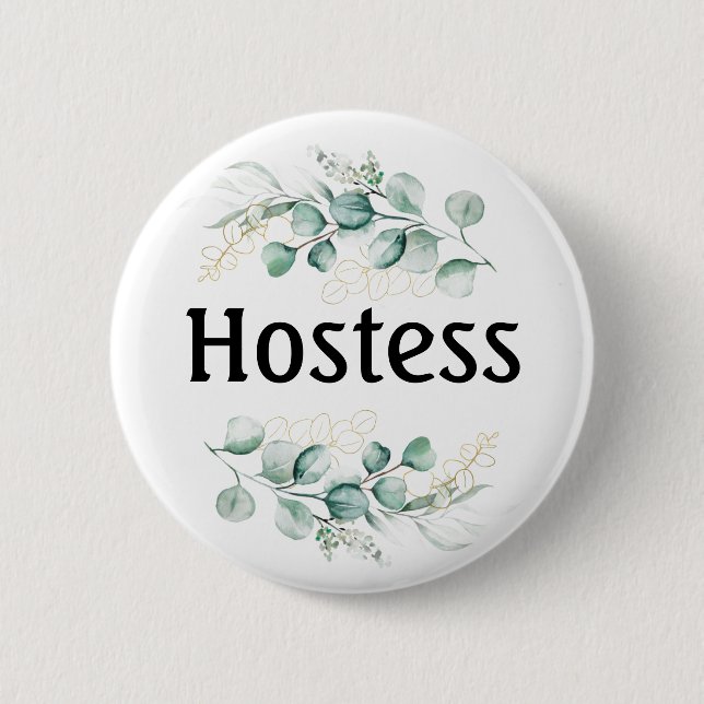 Hostess Eucalyptus Bridal shower Gifts Weddings  6 Cm Round Badge (Front)
