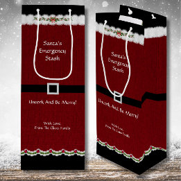 Hostess Red Black Santa Suit Wine Bottle Gift Bag
