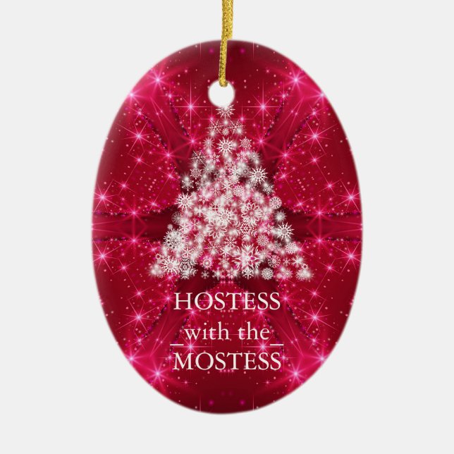 Hostess with the Mostess Christmas Chalkboard Ceramic Tree Decoration (Front)