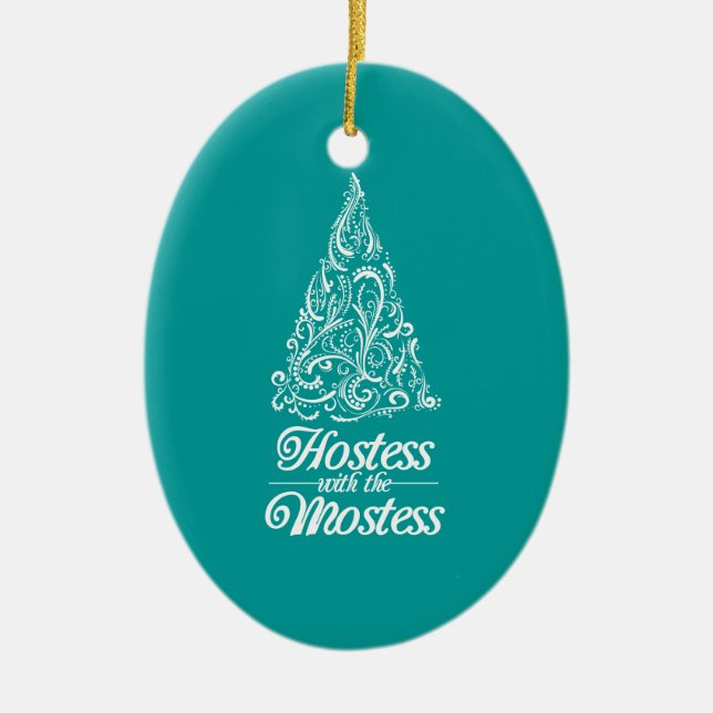 Hostess with the Mostess Christmas Host Gift Xmas Ceramic Tree Decoration (Front)