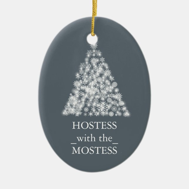 Hostess with the Mostess Christmas Xmas Ceramic Tree Decoration (Front)