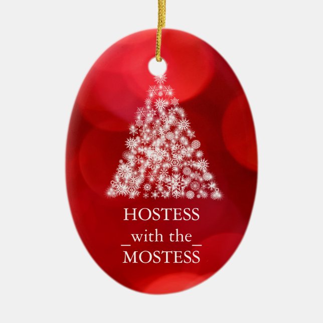 Hostess with the Mostess Christmas Xmas Ceramic Tree Decoration (Front)