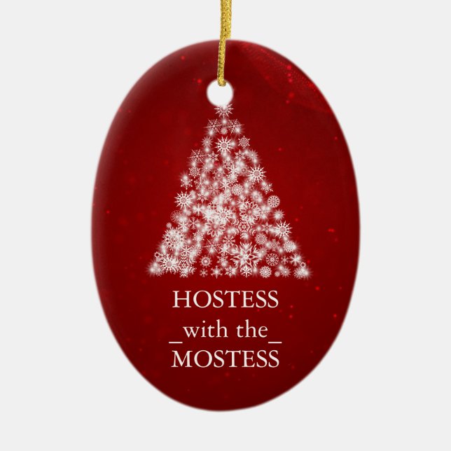 Hostess with the Mostess Christmas Xmas Ceramic Tree Decoration (Front)