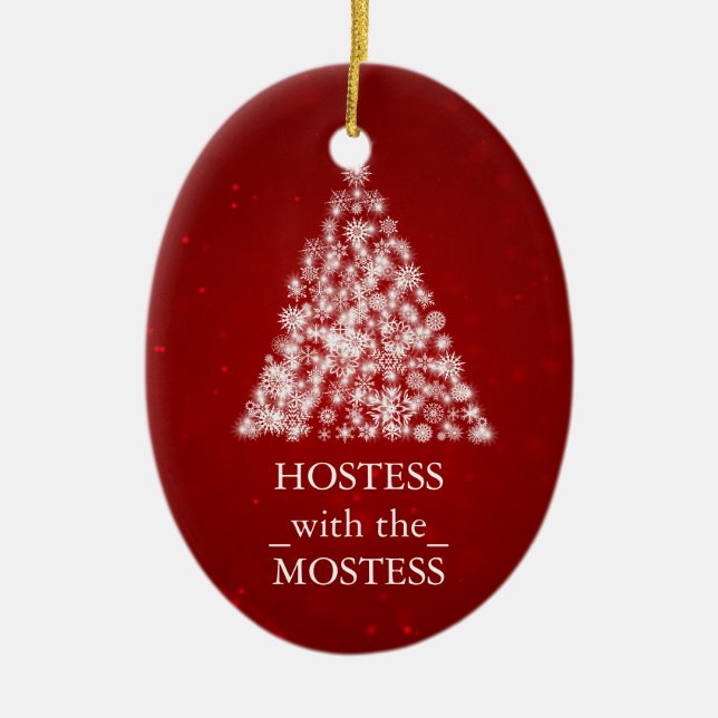 Hostess with the Mostess Christmas Xmas Ceramic Tree Decoration (Front)