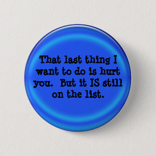 hostile humour 6 cm round badge