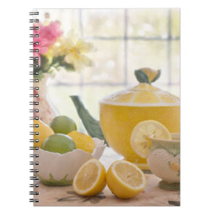 Hot Afternoon Tea with Fresh Lemons Spiral Notebook