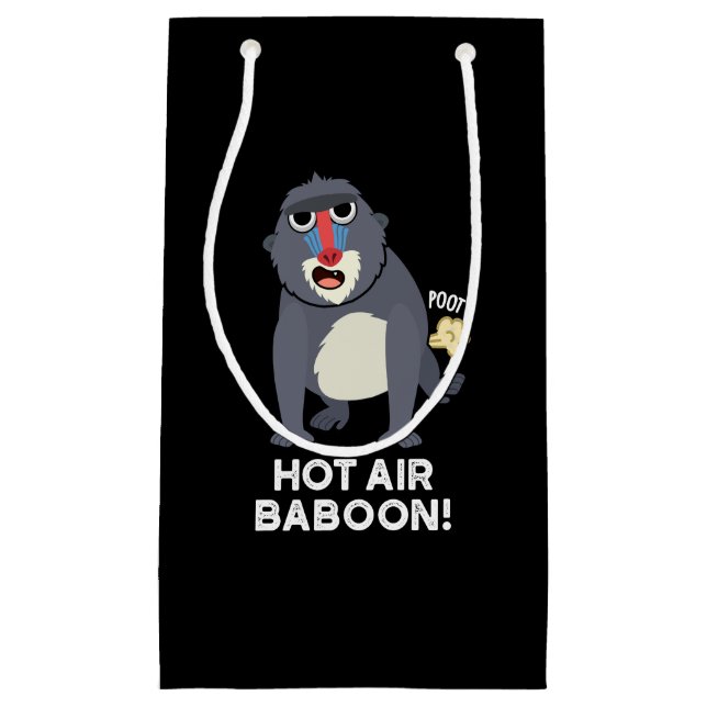 Hot Air Baboon Funny Farting Monkey Pun Dark BG Small Gift Bag (Front)