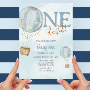 Hot Air Balloon 1st Birthday  Invitation