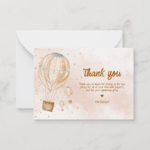 Hot Air Balloon 1st Birthday Thankyou Card