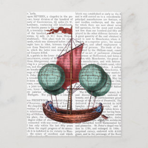 Hot Air Balloon Airship With Red Sail Postcard