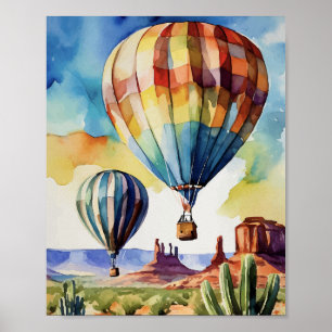 Hot Air Balloon Albuquerque Watercolor Poster