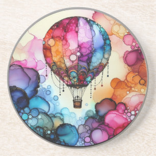 Hot Air Balloon Alcohol Ink Coaster
