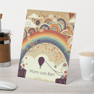 Hot Air Balloon and Rainbows Beverages Pedestal Sign