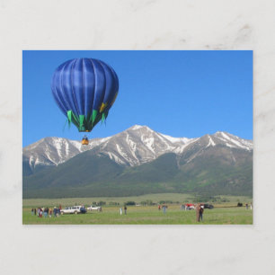 Hot Air Balloon And Snowy Mountains In Colorado Postcard