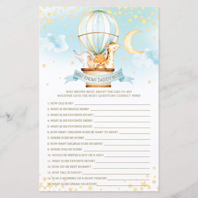 Hot Air Balloon Animals Who Knows Daddy Best Game (Front)