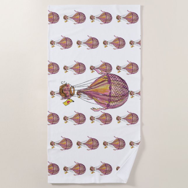 Hot air Balloon Art Beach Towel (Front)