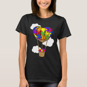 Hot Air Balloon Autism Awareness Cute Heart Puzzle T-Shirt