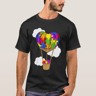 Hot Air Balloon Autism Awareness Cute Heart Puzzle T-Shirt