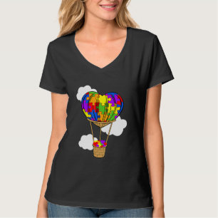 Hot Air Balloon Autism Awareness Cute Heart Puzzle T-Shirt