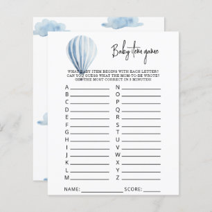Hot air balloon Baby Item Game. Baby Shower Game