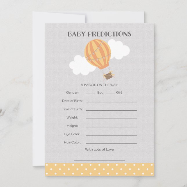 Hot Air Balloon Baby Predictions Card (Front)