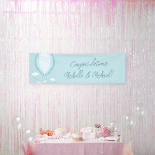 Hot Air Balloon Baby Shower Blue Banner
