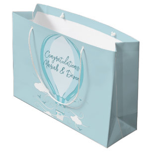 Hot Air Balloon Baby Shower Blue Large Gift Bag