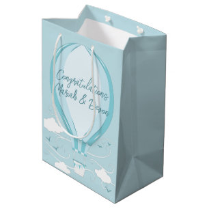 Hot Air Balloon Baby Shower Blue Medium Gift Bag