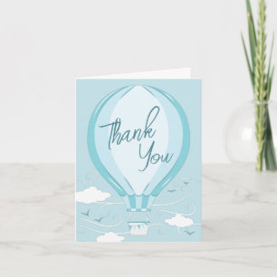 Hot Air Balloon Baby Shower Blue Thank You Card