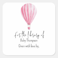 Hot air balloon - baby shower bookplate
