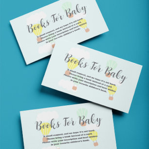 Hot Air Balloon Baby Shower Books For Baby Enclosure Card