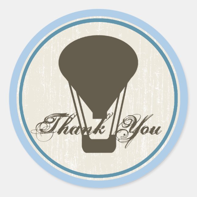 Hot Air Balloon Baby Shower Classic Round Sticker (Front)