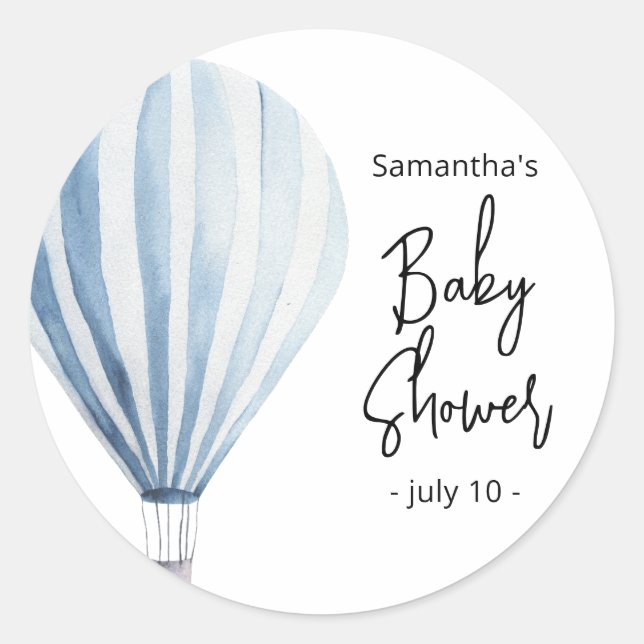 Hot air balloon - baby shower classic round sticker (Front)