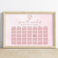 Hot Air Balloon Baby Shower Due Date Calendar Sign