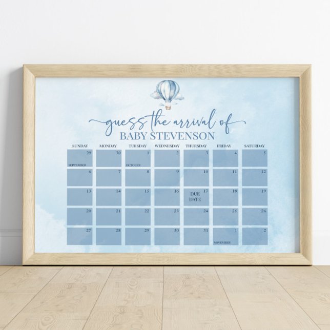 Hot Air Balloon Baby Shower Due Date Calendar Sign (Creator Uploaded)