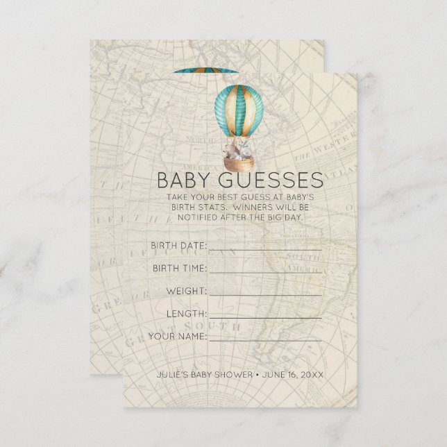 Hot Air Balloon | Baby Shower Guessing Game Invitation (Front/Back)