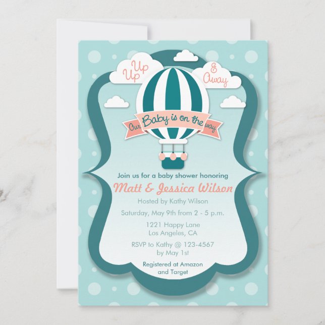 Hot Air Balloon Baby Shower Invitation (Front)